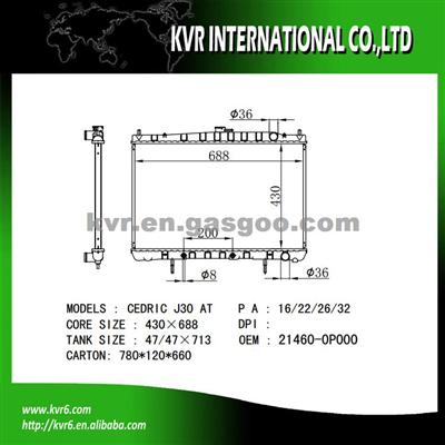 Brazing Radiator For NISSAN CEDRIC J30 OEM 21460-0P000