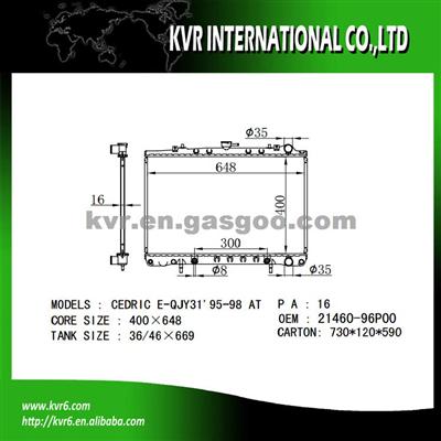 Radiator For NISSAN CEDRIC E-QJY31 2.0 OEM 21460-96P00