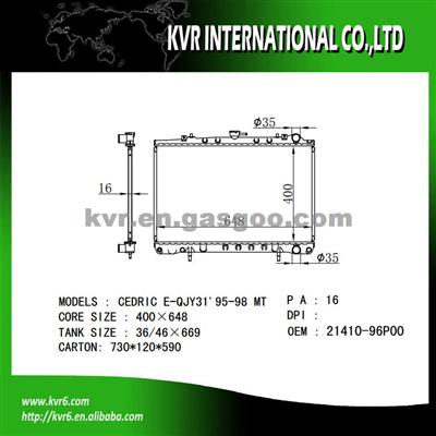 Auto Radiator For NISSAN CEDRIC E-QJY31 2.0 OEM 21410-96P00