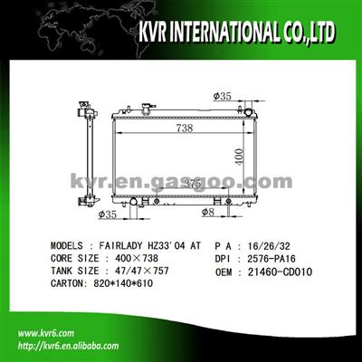 Car Aluminum Radiator For NISSAN FAIRLADY HZ33 OEM 21460-CD010