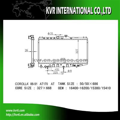 Auto Cool Radiator For 1.3 COROLLA OE No.：16400-15380/16200