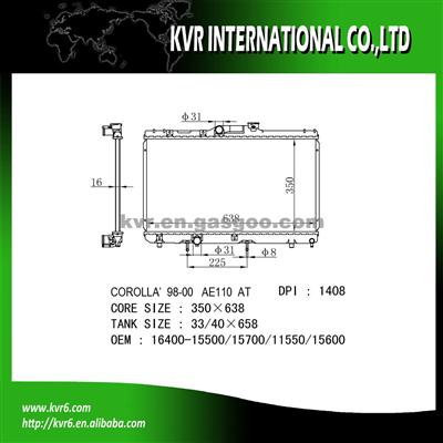 Fin Tube Radiator For 1.3 12V COROLLA OE No.：16400-15500/15700