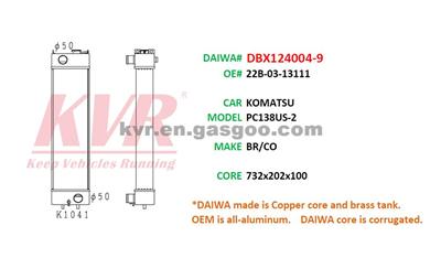 Radiator For KOMATSU PC138US-2 OEM 22B-03-13111