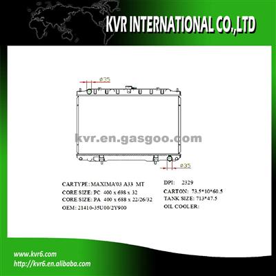 Brazed Car Radaitor For NISSAN MAXIMA A32 A33 3.0 V6 OEM 21410-35U00/2Y900