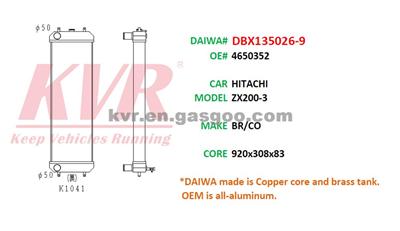 Radiator For HITACHI ZX200-3 OEM 4650352