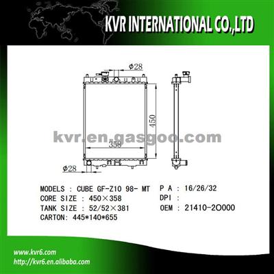 Complete Radiator For NISSAN MICRA K11 1.3 OEM 21410-2O000