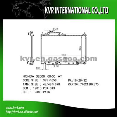 Brazed Auto Radaitor For HONDA S2000 Oem 19010-PCX-013