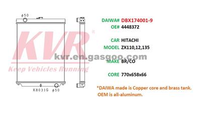 Radiator For HITACHI ZX110,12,135 OEM 4448372