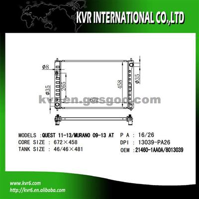 Assy Radiator For NISSAN QUEST OEM 21460-1AA0A