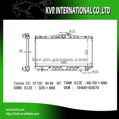 Brazed Auto Radiator For 1.8 CORONA OE No.：16400-63070