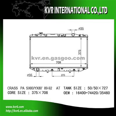 Auto Engine Cooling Radiator For CRESSIDA/MARK 2/CRESTA/CHASER OE No.：16400-74420/35460