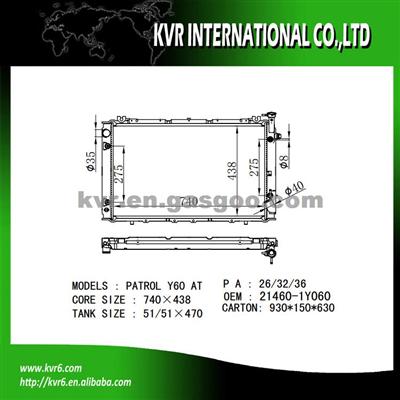 Factory Radiator For NISSAN PATROL Y60 OEM 21460-1Y060