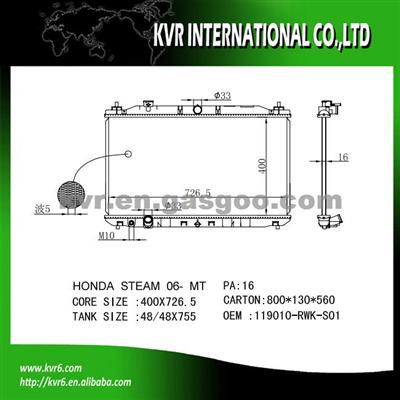 Car Cooling System Radiator For HONDA STREAM Oem 19010-RWK-S01