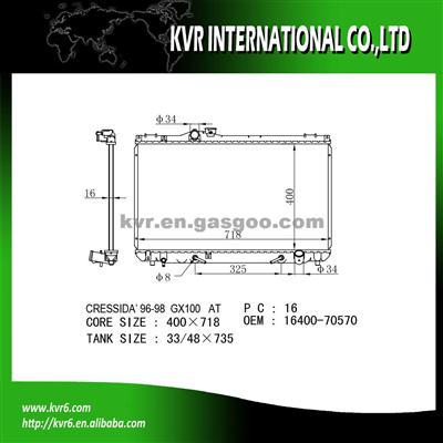 Made In China Radiator For CRESSIDA/CHASER/CREST OE No.：16400-70570