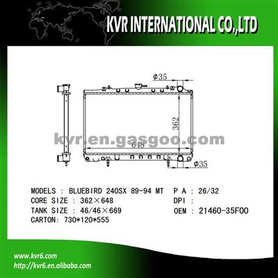 Auto Cooling Radiator For NISSAN BLUEBIRD 240SX 2.4 OEM 21460-35F00