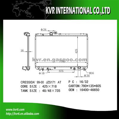 Passenger Car Radiator For CRESSIDA OE No.：16400-46650