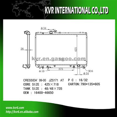 Aluminum Car Radiator For CRESSIDA OE No.：16400-46650