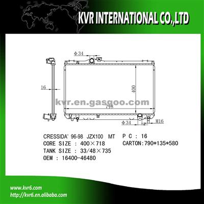 Aluminum Radiator For CRESSIDA /CHASER/CREST OE No.：16400-46480