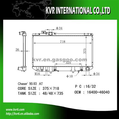 Car Aluminum Radiator For CRESSIDA/CHASER OE No.：16400-46040