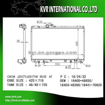 Cooling Radiator For CROW JZS171/JZS171W OE No.：16400-46650/16403-46390/16441-70620