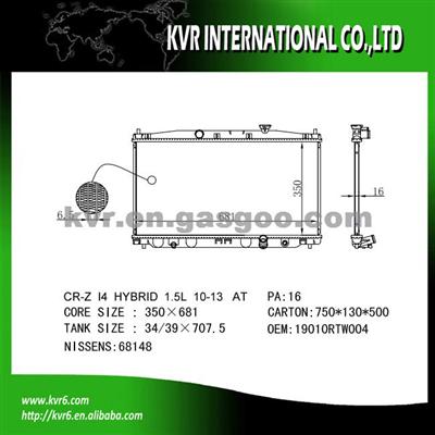 High Performance Auto Radiator For HONDA CR-Z Oem 19010-RTW-004