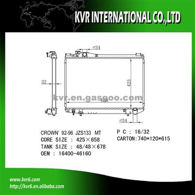 Complete Radiator For CROWN OE No.：16400-46160