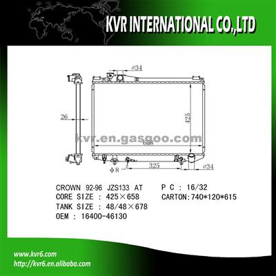 Competitive Price Radiator For CROWN OE No.：16400-46130