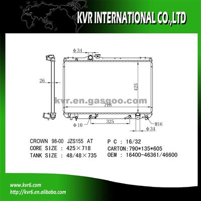 Assembly Radiator For CROWN OE No.：16400-46361/46600