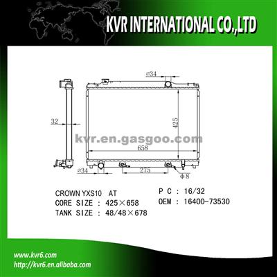 High Cooling Efficiency Car Radiator For 2.0 CROWN OE No.：16400-73530