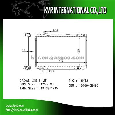 Radiator Manufacturer For CROWN OE No.：16400-5B410