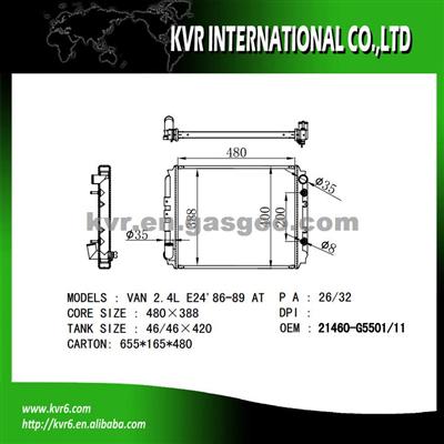 Car Aluminum Radiator For NISSAN VANETTE 2.4 OEM 21460-G5501/11