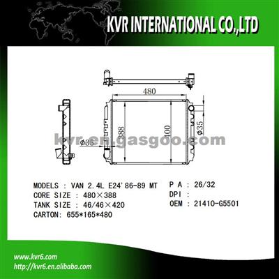 Aluminum Car Radiator For NISSAN VANETTE 2.0 OEM 21410-G5501/G5520