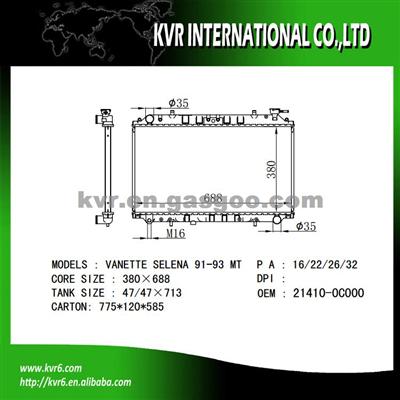 Mechanical Radiator For NISSAN VANETTE SELENA KAJC23/KBC23 1.6 2.0G OEM 21410-0C000