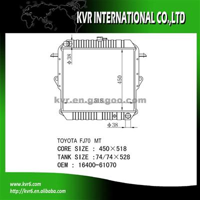 Brazed Auto Radiator FOR TOYOTA 4.2 FJ70 OE No.：16400-61070