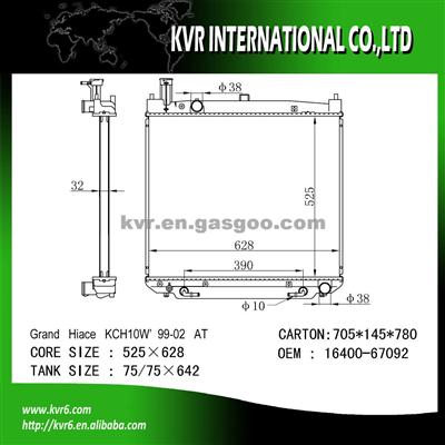 Auto Cooling Radiator FOR TOYOTA GRAND HIACE KCH10W OE No.：16400-67092