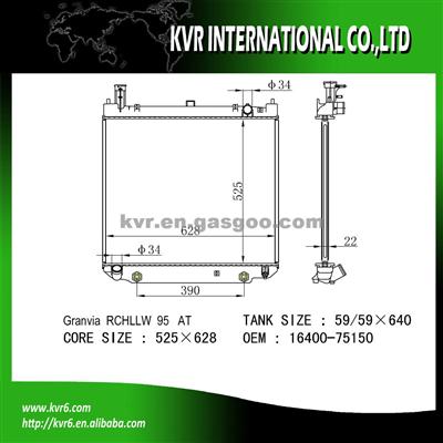 Racing Radiator For Toyota GRANVIA RCHLLW OE No.：16400-75150