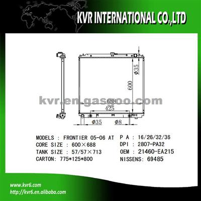 Mechanical Aluminum Radiator For NISSAN FRONTIER 4.0 I V6 OEM 21460-EA215