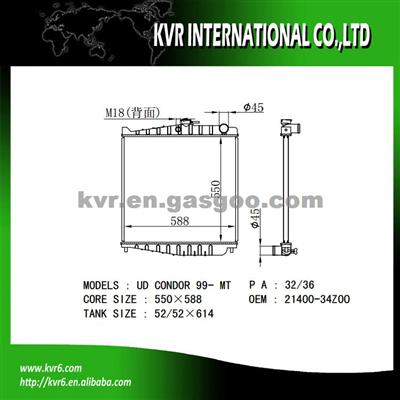 Automobile Radiator For NISSAN UD CONDOR OEM 21400-34Z00