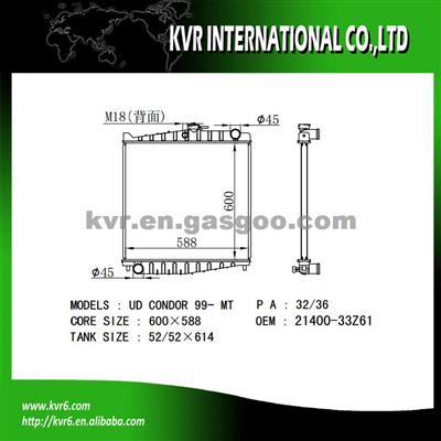 High Cooling Efficiency Car Radiator For NISSAN UD CONDORON FE6TA OEM 21400-34Z73/43Z08/34Z10/33Z61