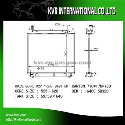 Automobile Radiator For Toyota 2.4 D HIACE OE No.：16400-5B320/75321