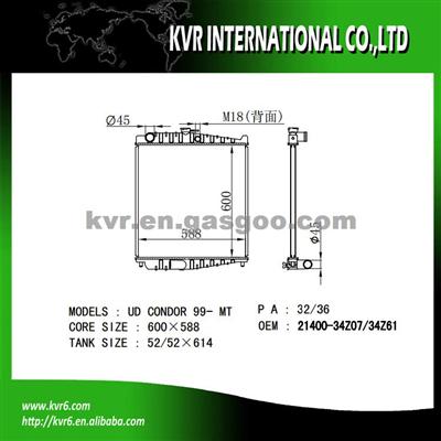 Radiator Assy For NISSAN UD CONDOR MD OEM 21400-32Z74/34Z07/34Z61/34Z01
