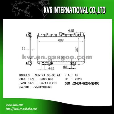 Brazing Radiator For NISSAN SUNNY N16 2.0 OEM 21460-6M200/WD400