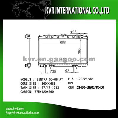 Factory Radiator For NISSAN SUNNY N16 2.0 OEM 21460-6M200/WD400