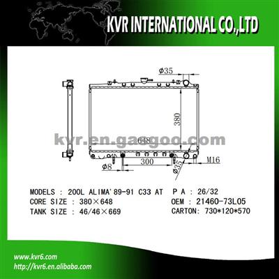 UNIVERSAL COOLING SYSTEM Radiator For NISSAN 200L ALTIMA C33 OEM 21460-73L05