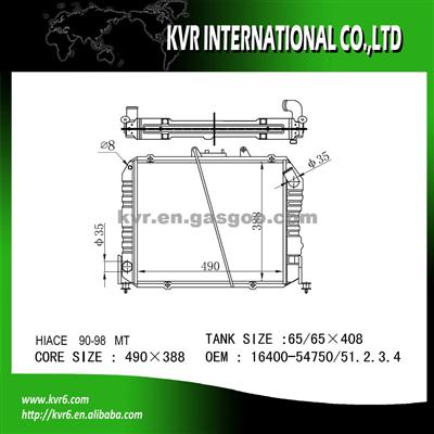 Aluminum Car Radiator For Toyota 2.4 D HIACE OEM 16400-54750/1/2/3