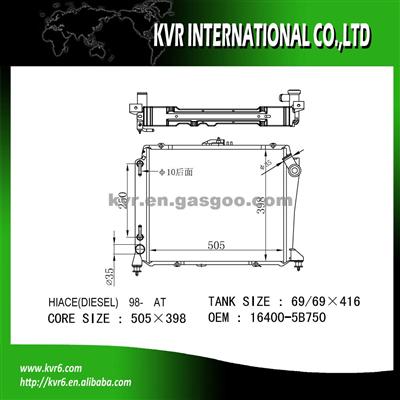 Aluminum Radiator For Toyota HIACE OEM 16400-5B750/5B751