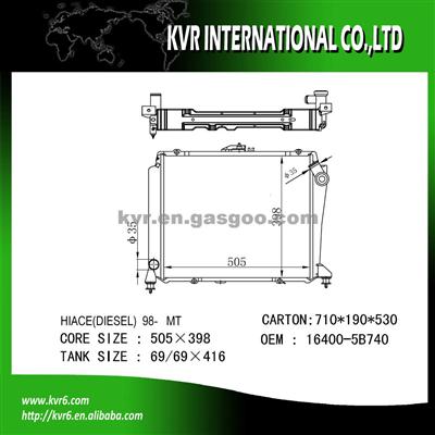 Car Aluminum Radiator For Toyota HIACE(D) OEM 16400-5B740