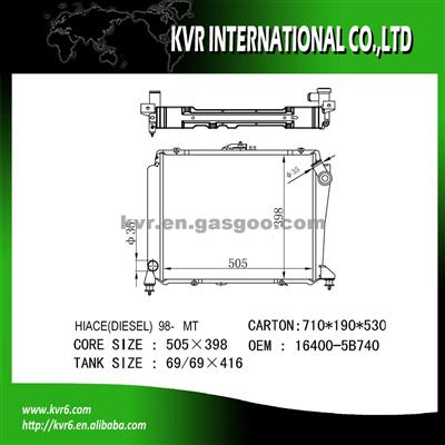 Aluminum Car Radiator For Toyota HIACE(D) OEM 16400-5B740