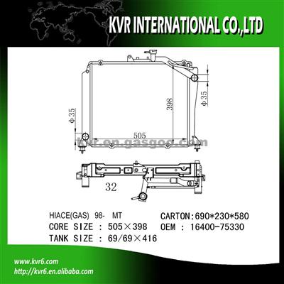 Complete Radiator For Toyota HIACE(G) OEM 16400-75330