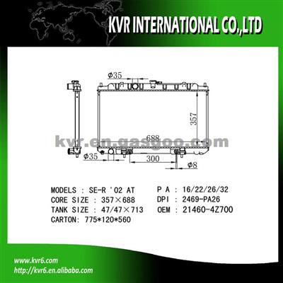 Brazed Car Radaitor For NISSAN SENTRA OEM 21460-4Z700